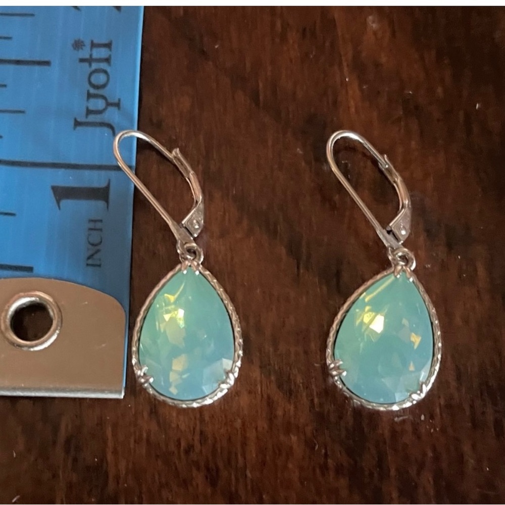 Blue jewel dangle sterling silver earrings with gold vermeil - Picture 4 of 6